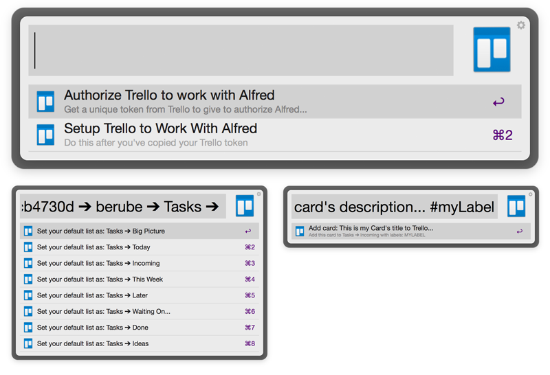 Trello for Alfred Workflow Screenshot